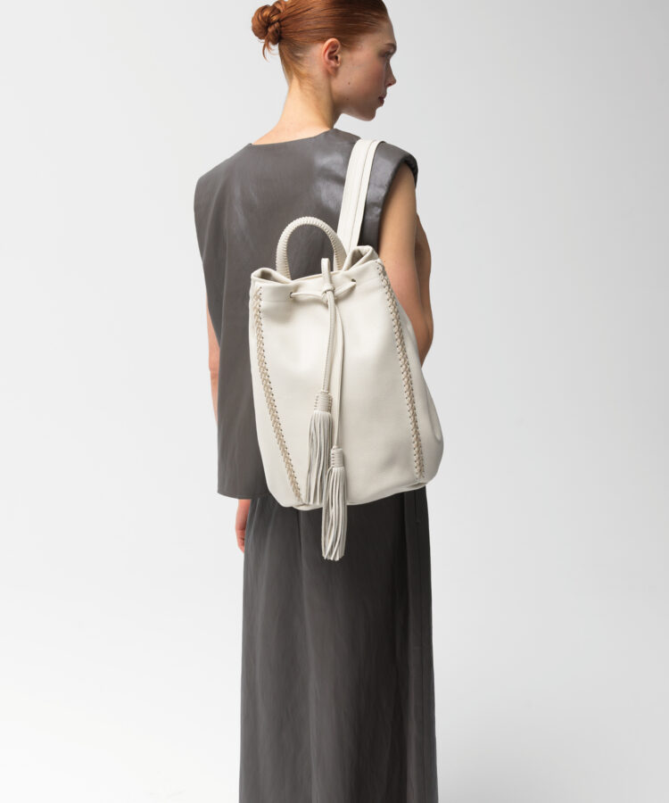 Backpack in Ivory Grained Leather
