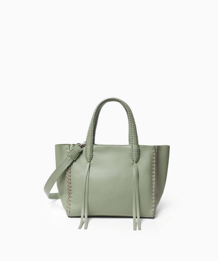 Mini Tote in Sage Grained Leather