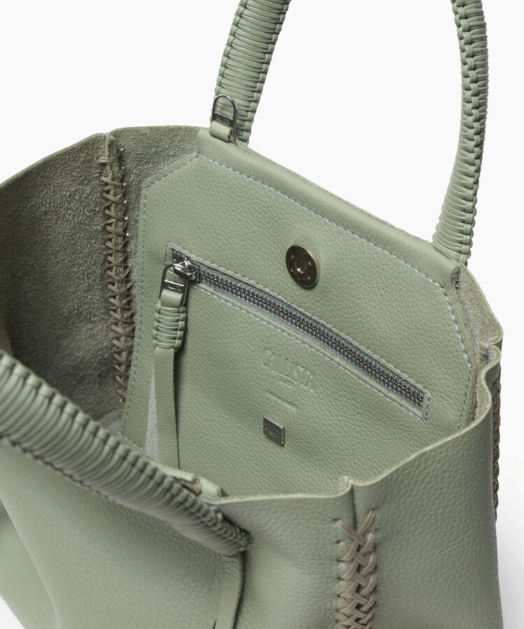 Mini Tote in Sage Grained Leather