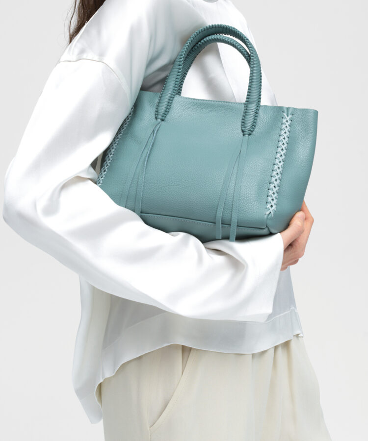 Mini Tote in Sky Grained Leather