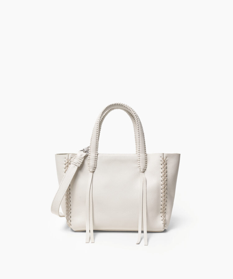Mini Tote in Ivory Grained Leather