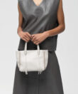 Mini Tote in Ivory Grained Leather