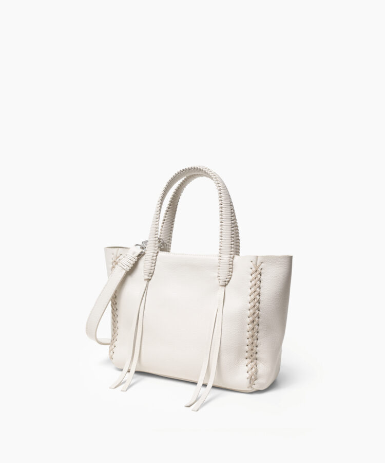 Mini Tote in Ivory Grained Leather