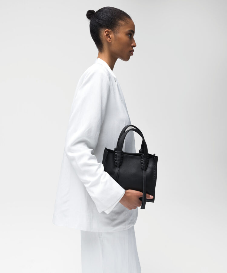Ara Mini Tote in Black Grained Leather