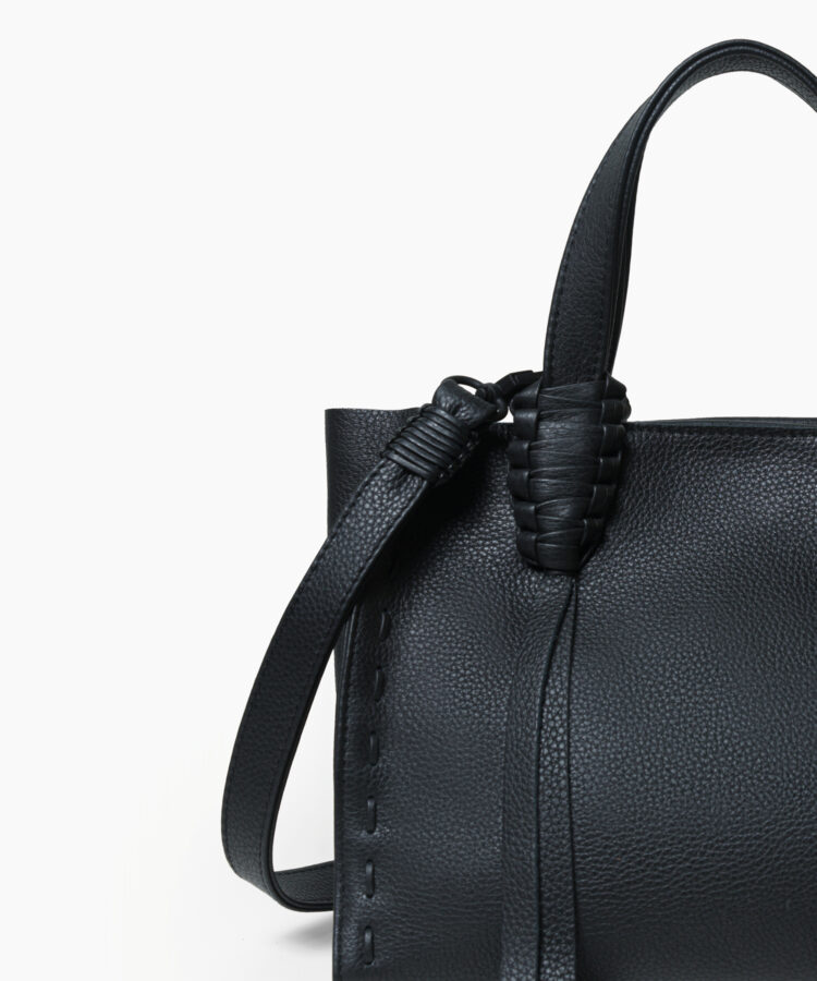 Ara Mini Tote in Black Grained Leather