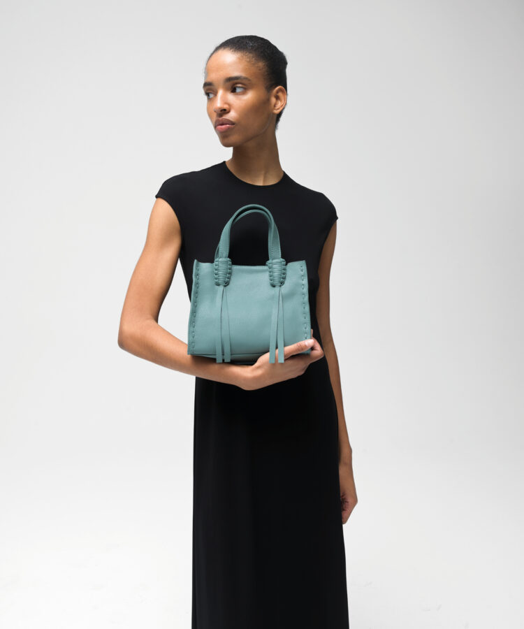 Ara Mini Tote in Sky Grained Leather