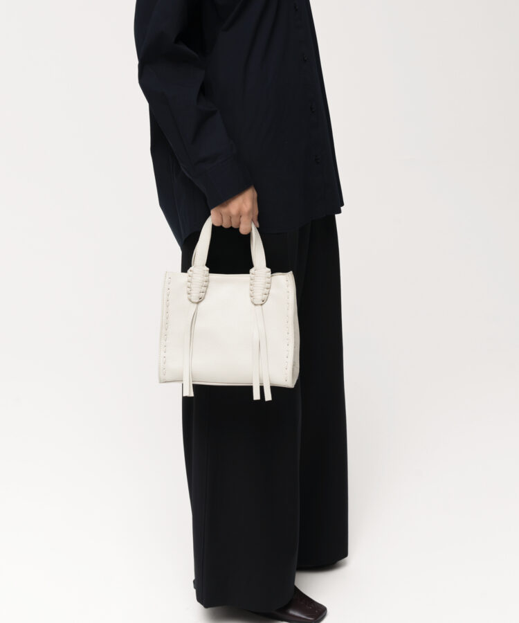 Ara Mini Tote in Ivory Grained Leather