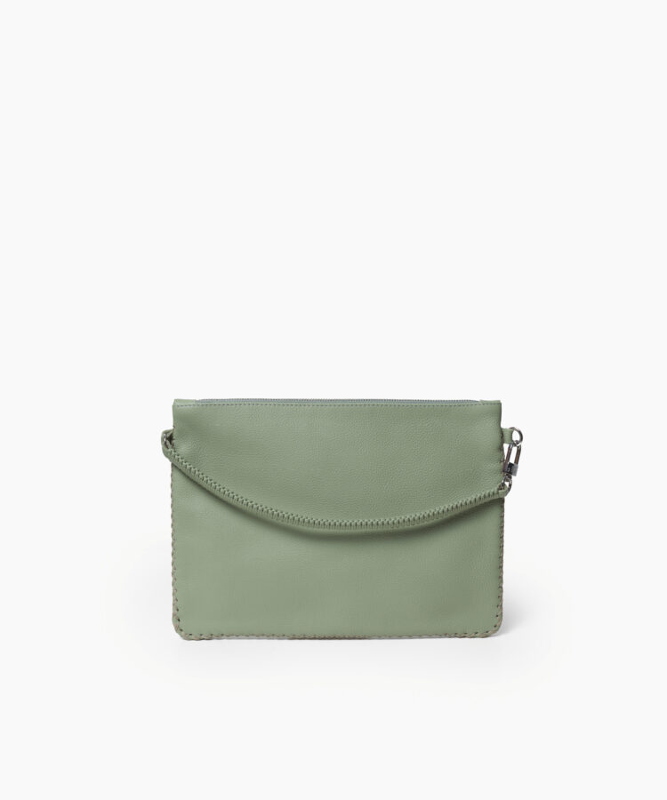 Maxi Pochette in Sage Grained Leather