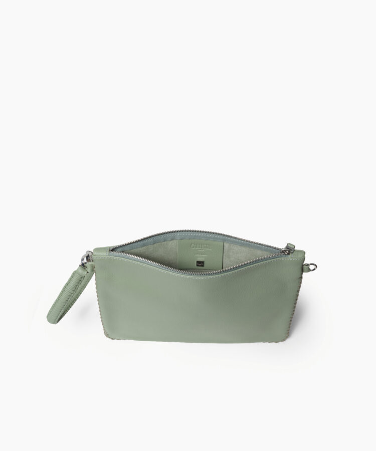 Maxi Pochette in Sage Grained Leather