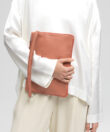 Maxi Pochette in Peach Grained Leather