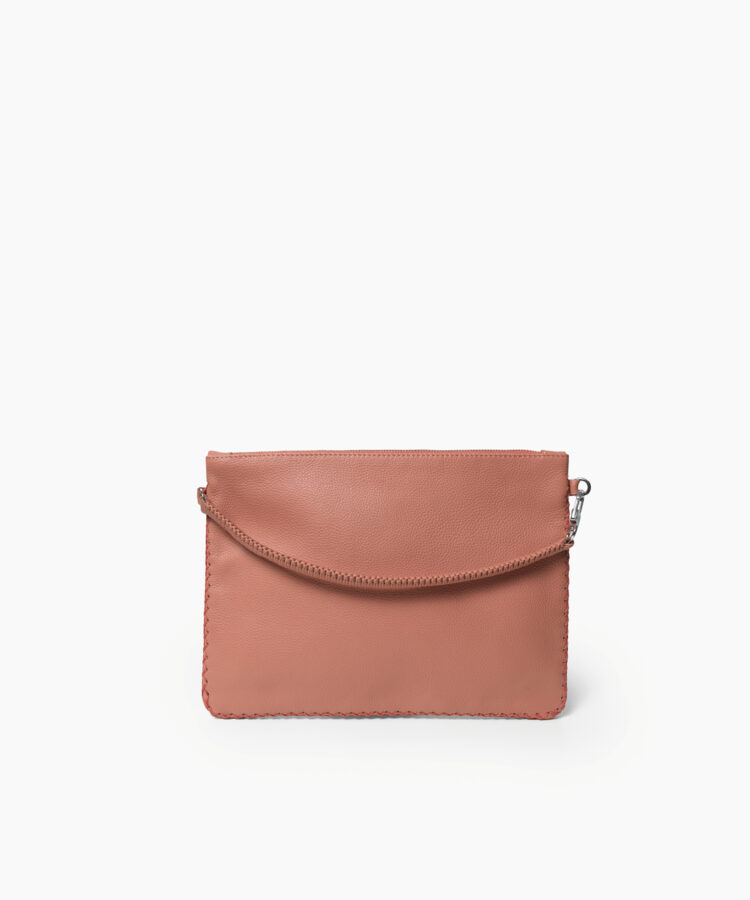 Maxi Pochette in Peach Grained Leather
