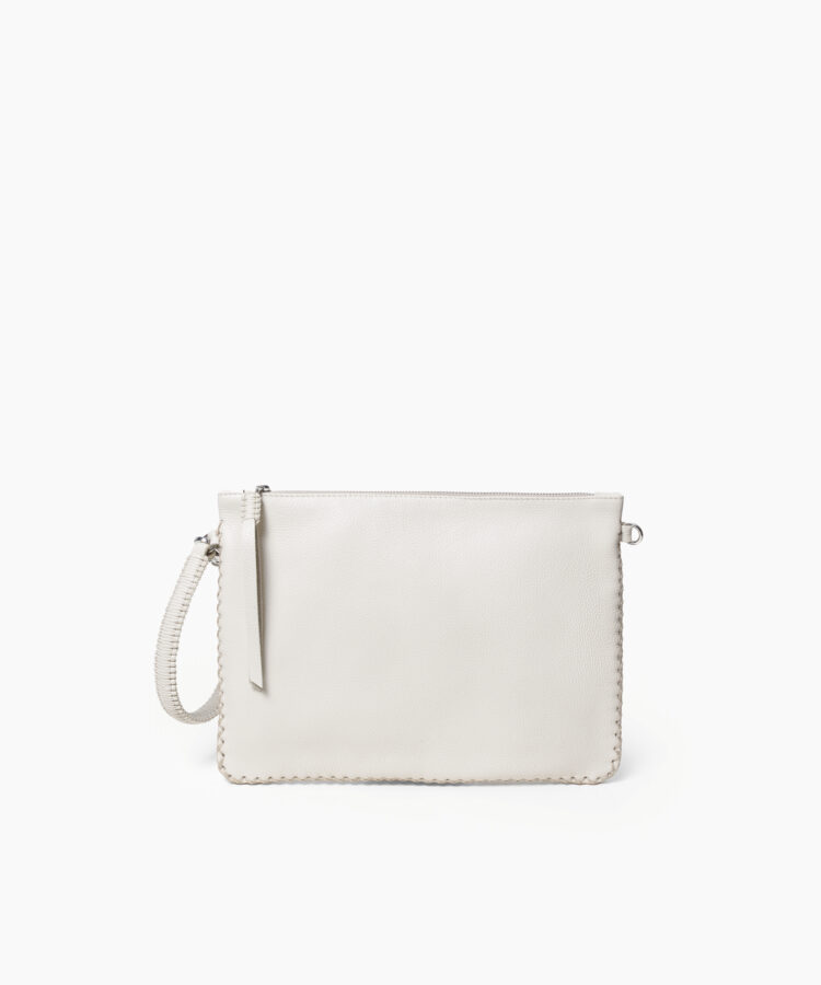Maxi Pochette in Ivory Grained Leather