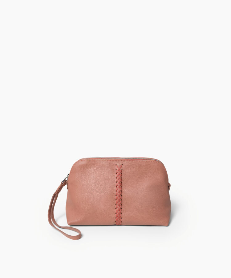 Maxi Vanity Case in Peach Grained Leather