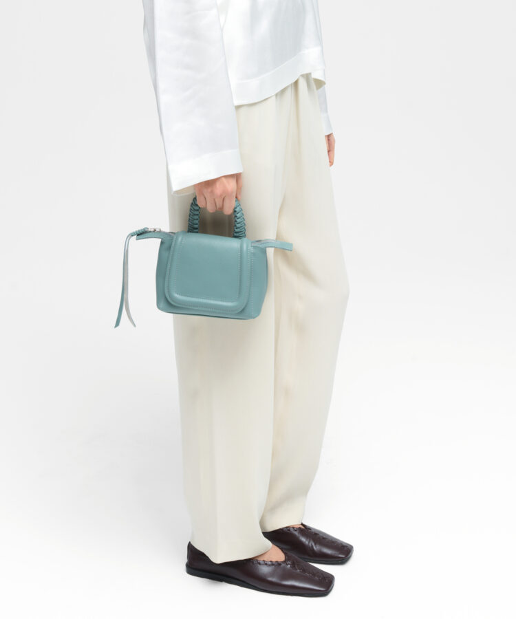 Mini Top Handle in Sky Grained Leather