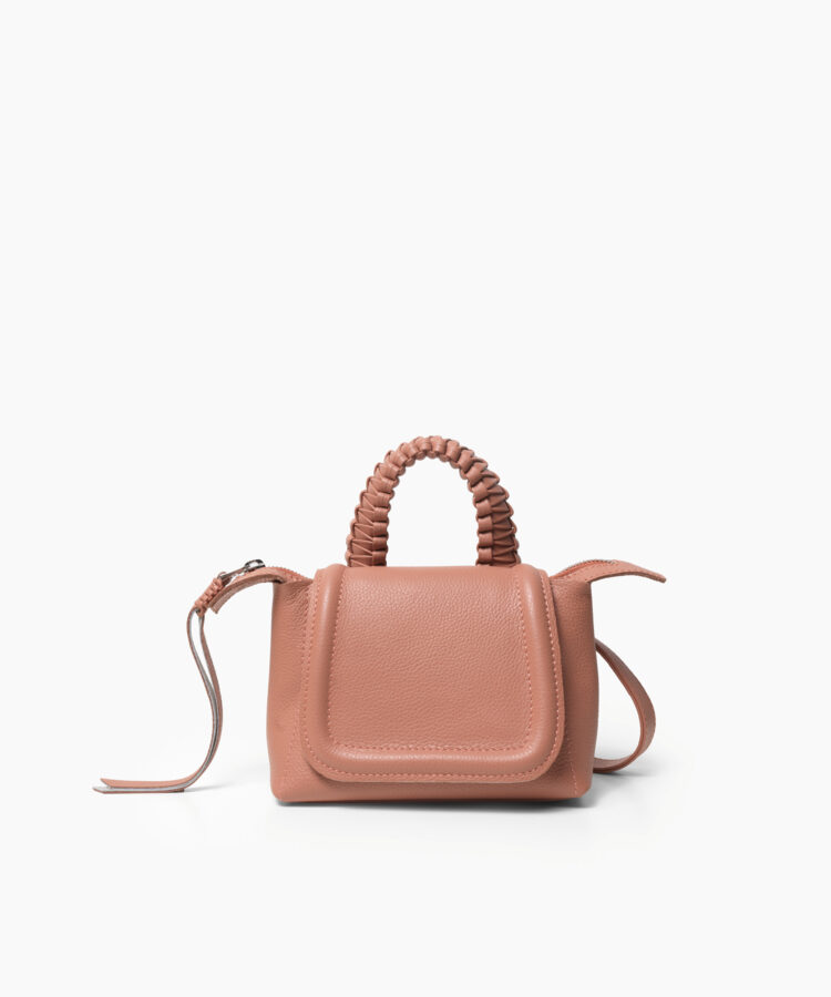 Mini Top Handle in Peach Grained Leather