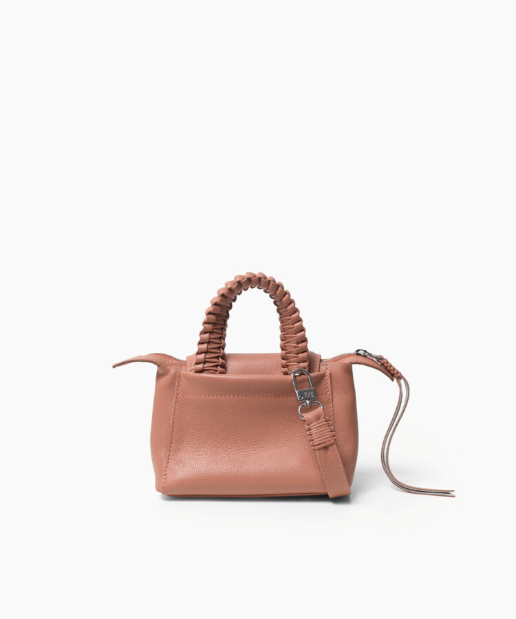 Mini Top Handle in Peach Grained Leather