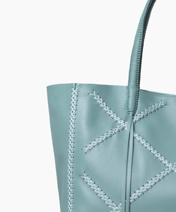 Cross Tote in Sky Grained Leather