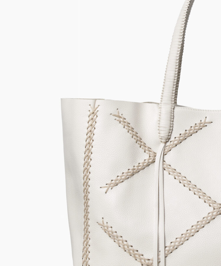 Cross Tote in Ivory Grained Leather