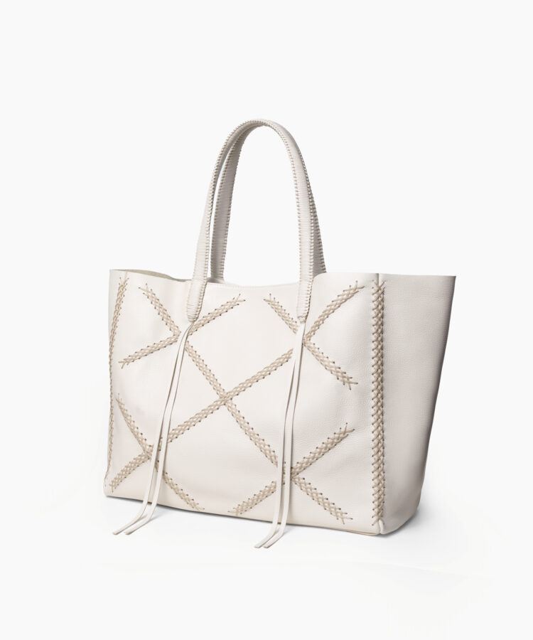Cross Tote in Ivory Grained Leather