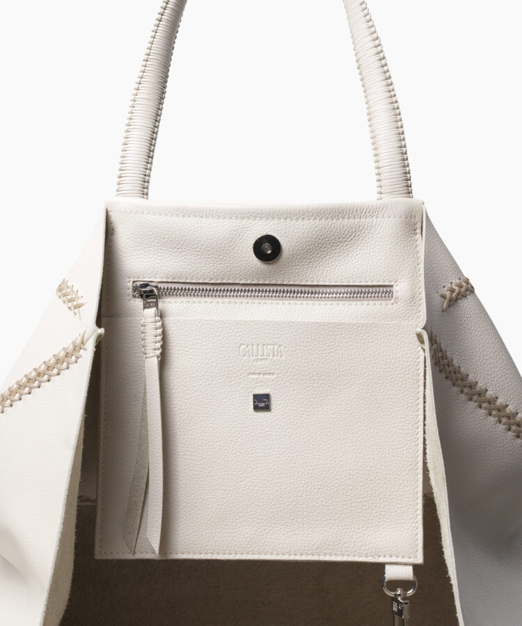 Cross Tote in Ivory Grained Leather