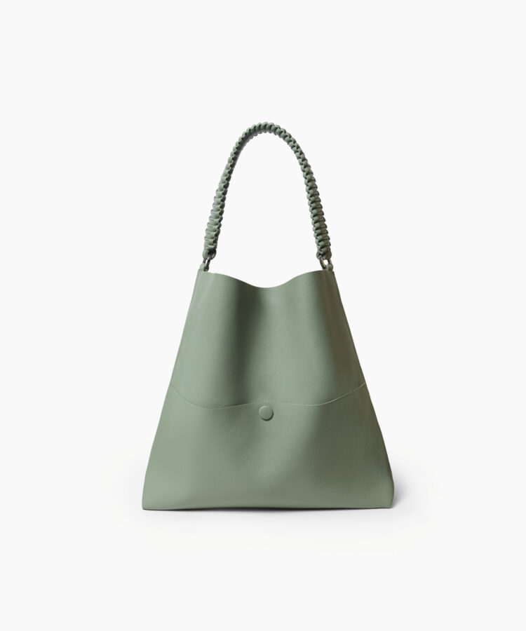 Slim M Tote in Sage Grained Leather