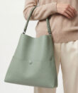 Slim M Tote in Sage Grained Leather