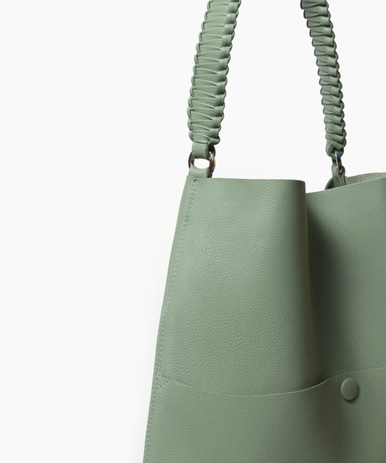 Slim M Tote in Sage Grained Leather