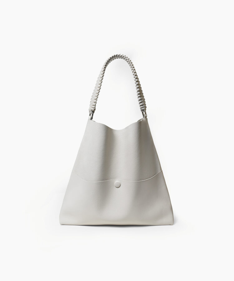 Slim M Tote in Ivory Grained Leather