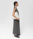 Slim M Tote in Ivory Grained Leather
