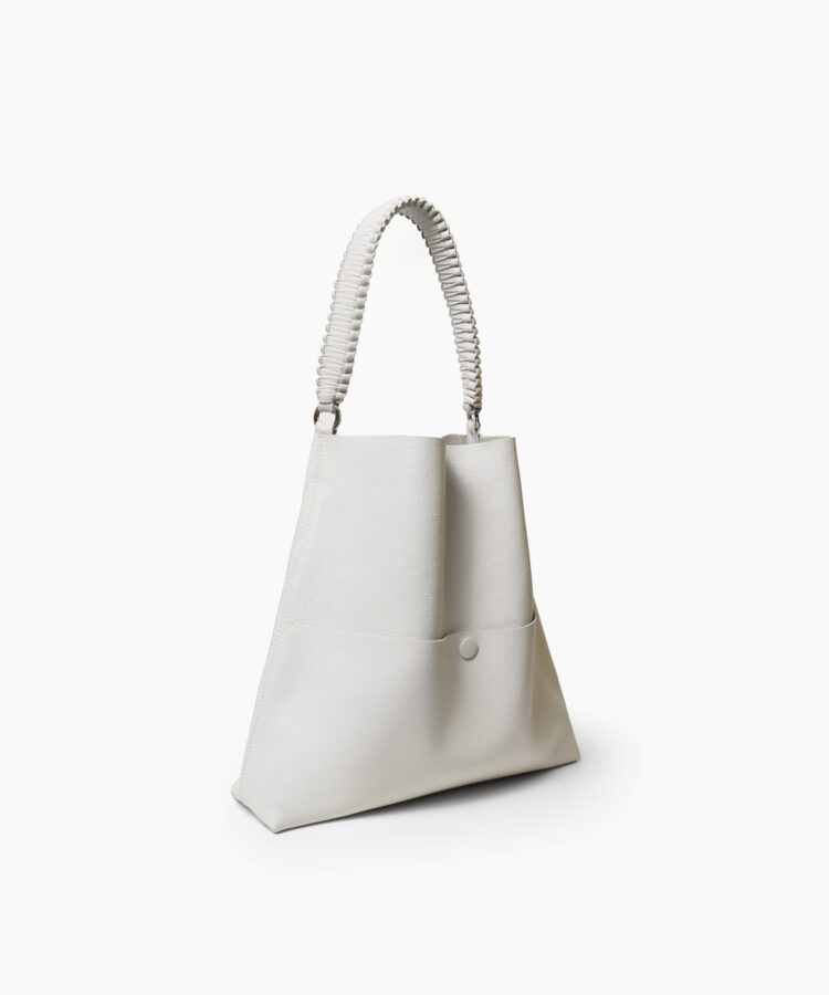 Slim M Tote in Ivory Grained Leather