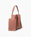Slim M Stitch Tote in Peach Grained Leather