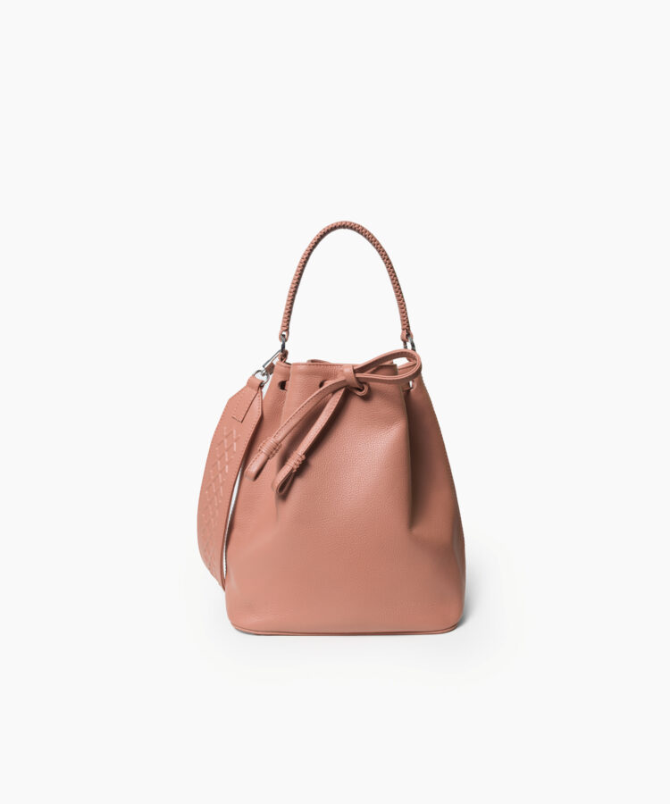 Bucket Bag in Peach Grained Leather