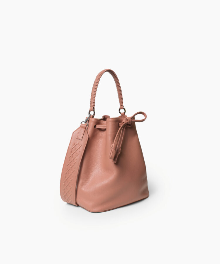 Bucket Bag in Peach Grained Leather