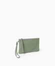 Slim Pochette in Sage Grained Leather