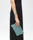 Slim Pochette in Sky Grained Leather