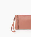 Slim Pochette in Peach Grained Leather
