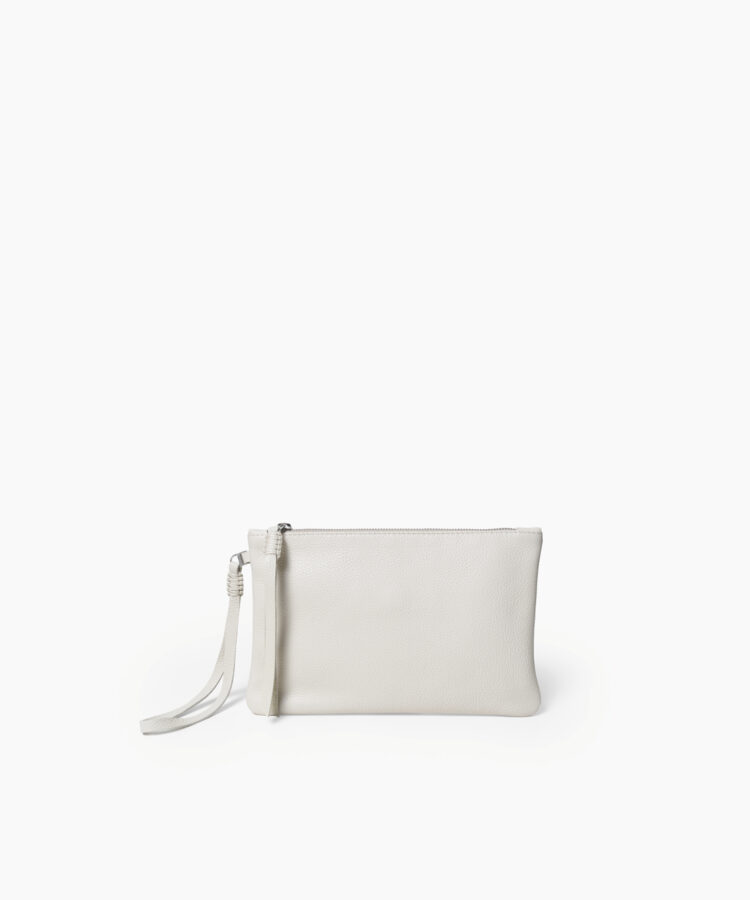 Slim Pochette in Ivory Grained Leather