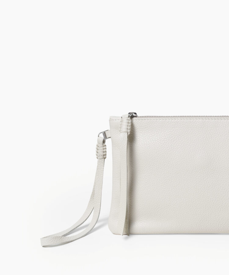 Slim Pochette in Ivory Grained Leather