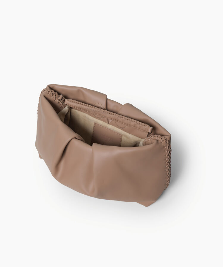 Pleated Clutch in Mocca Smooth Leather