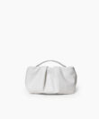 Pleated Clutch in White Smooth Leather