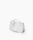 Pleated Clutch in White Smooth Leather