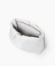 Pleated Clutch in White Smooth Leather
