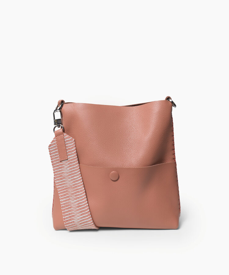 Slim Messenger Barque in Peach Grained Leather