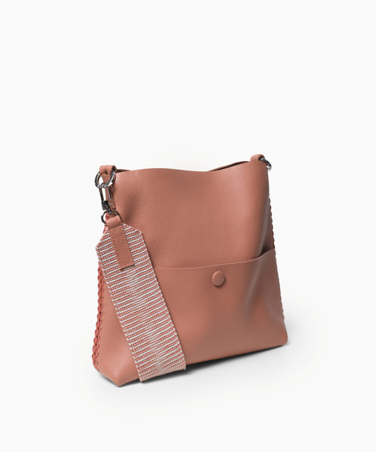 Slim Messenger Barque in Peach Grained Leather