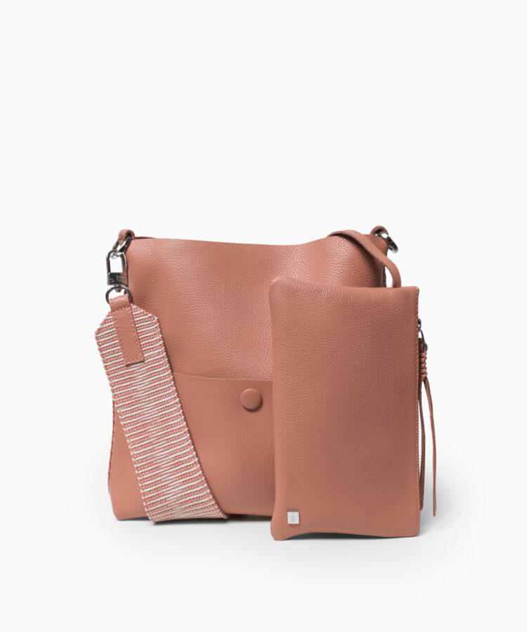 Slim Messenger Barque in Peach Grained Leather