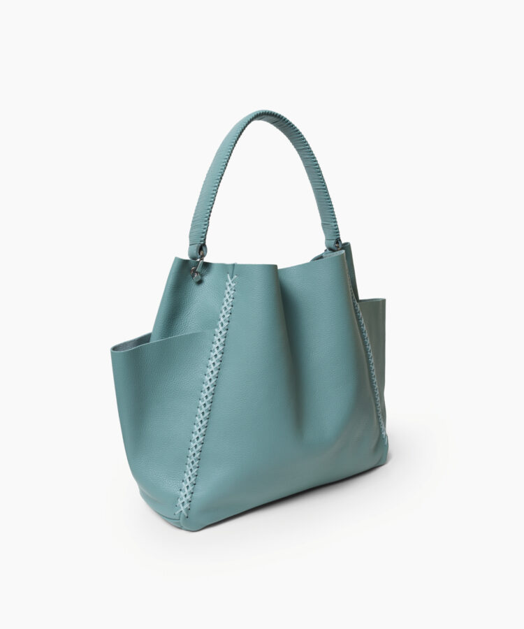 Shoulder Bag in Sky Grained Leather