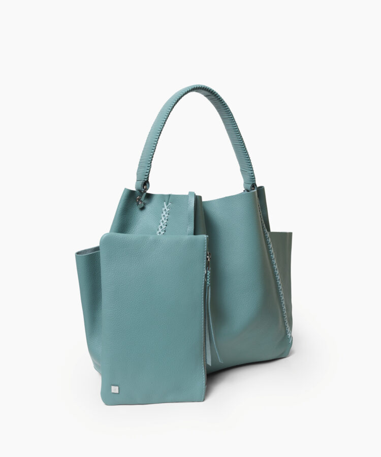 Shoulder Bag in Sky Grained Leather