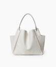 Shoulder Bag in Ivory Grained Leather