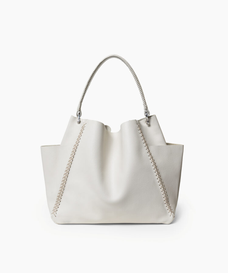 Shoulder Bag in Ivory Grained Leather