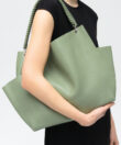 Loom Shoulder Bag in Sage Grained Leather